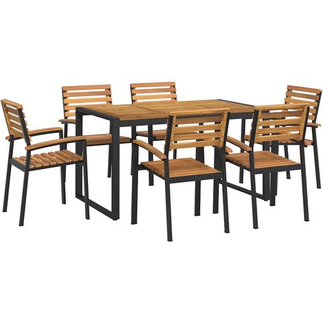 Maison Exclusive - 7-tlg. Garten-Essgruppe Massivholz Akazie und