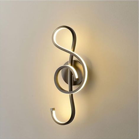Applique murale LED en forme de note de musique idéale pour chambre salon couloir lumière chaude K noire 10 w 3000 Noir (1/4)