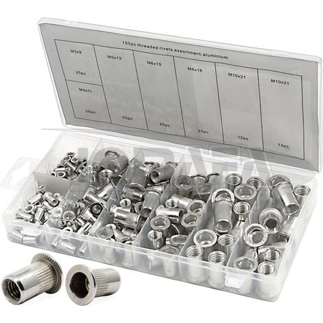 Estuche de remaches de tuerca de alumino, 150 piezas M3 M4 M5 M6 M8 M10 (1/5)