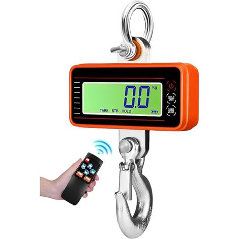 Electronic Load Cell 1500 kg/3306 lbs, LCD Dynamometer, Industrial Crane Scale with Remote Control, Remote Controlled Crane for Suitcases, Luggage, Dock Weighing, Agriculture (1/5)