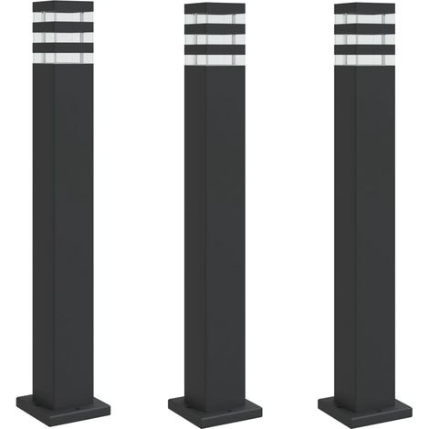 Außenlampen 3 Stück schwarz 80 cm Aluminium