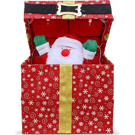 Boîte décorative Père Noël  avec 20 lumières et mouvement 28X20X30 cm