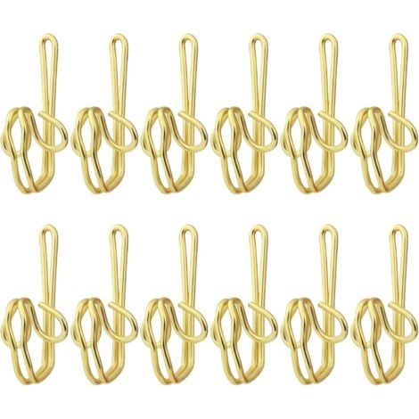 Lot de 100 crochets de rideaux en métal pour rideaux, crochets de rideaux en métal robustes, crochets de rideaux en métal massif, polyvalents et faciles à installer - Acier inoxydable (1/5)