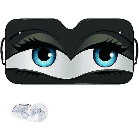 Pare-soleil de pare-brise de voiture avec grand œil de dessin animé, bloque les rayons UV, protection solaire, film épais, accessoires auto (1/5)