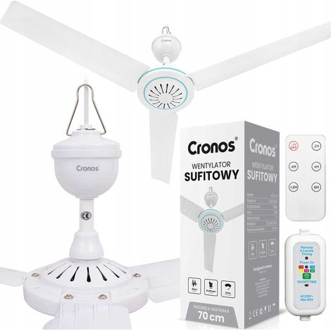 Ventilateur de plafond Cronos FC11-70 70 cm Blanc + Télécommande (1/5)
