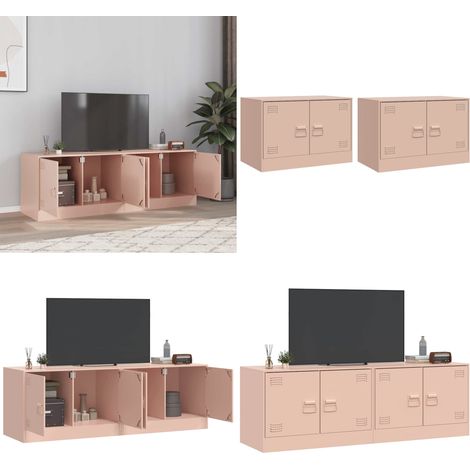 TV-Schränke 2 Stk. Rosa 67x39x44 cm Stahl - TV-Schrank - Fernsehtisch - Rosa Möbel - Regal - Aufbewahrung - Home & Living (1/5)