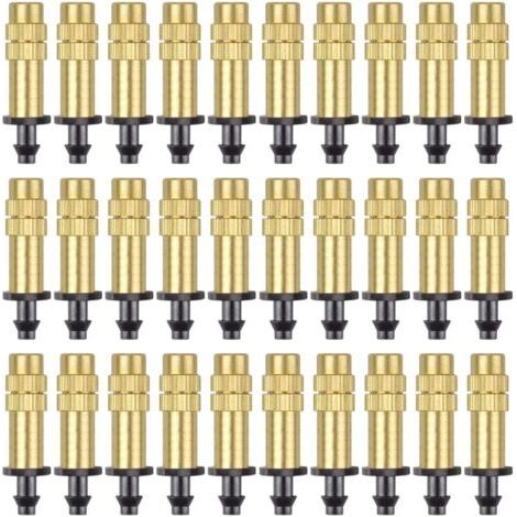 (30 Stück) Einstellbare Kupferzerstäubungsdüse 4/7 mm Tropfbewässerungssprühgerät Mikrozerstäubung FLITI