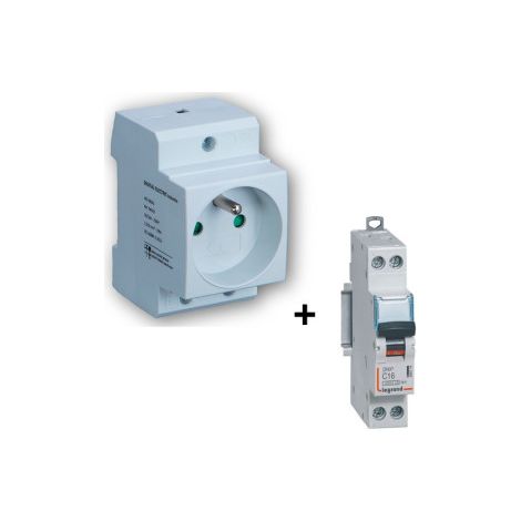 PC modulaire 2P+T 16A DIGITAL + Disjoncteur 16A u00e0 vis Legrand - Ru00e9f. : 04562 + 406774