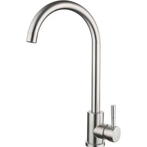 Robinet de Cuisine , Mitigeur Cuisine à Poignée Unique, Rotation à 360°, Sortie d'Eau Haute, Robinet Mitigeur Cuisine Chaud et Froid en Acier Inoxydable (1/4)