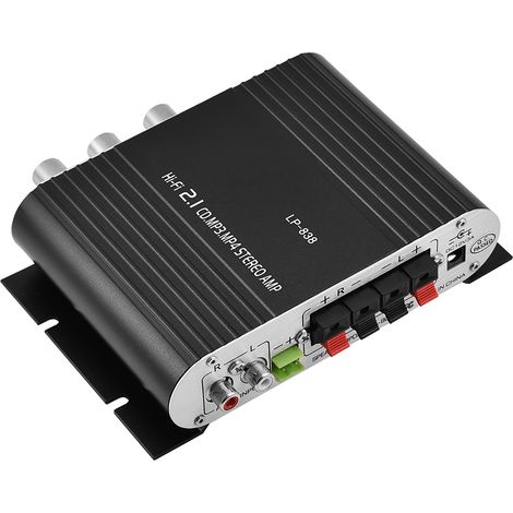 Mini 2.1 Stereo-HiFi-Verstärker mit Bass für Auto und Zuhause, schwarzer Digitalverstärker (1/5)