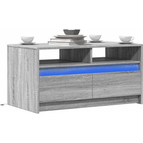 LED-Couchtisch Grau Sonoma Holzwerkstoff