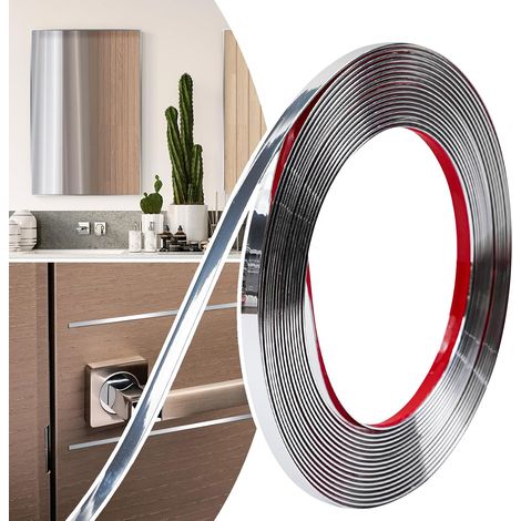 Moulure Décorative Autoadhésive Flexible 6.4mm x 6M Baguettes décoratives de finition pour portes, fenêtres, murs, miroirs, armoires, plafonds et bordures (1/5)