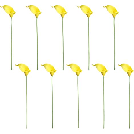 Fleur Artificielle Calla Lily - Tige Métallique Gainée Plastique - Hauteur 36,5 Cm - Pour Décoration Mariage Bureau Maison - Lot De 10 (1/5)