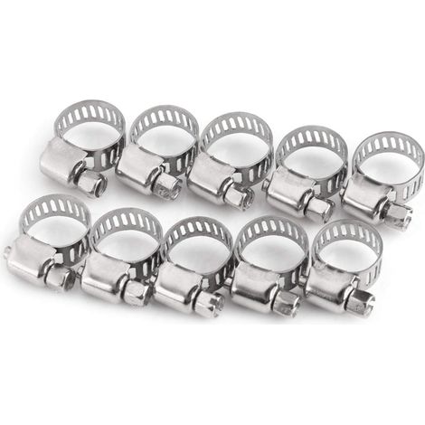 Set di fascette stringitubo regolabili – acciaio inox – 10-16 mm – vite senza fine