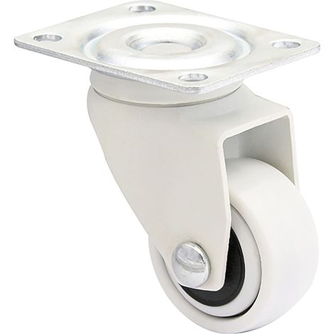 Wagner Lenkrolle für Möbel RO2226 mit Kunststoff-Rad ø 25mm und Gleitlager - Möbelrolle Tragkraft 12kg, Stahl/Kunststoff weiß (1/2)