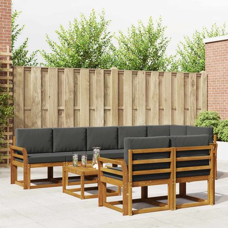 vidaXL Outdoor-Sofagarnitur mit Kissen 9 pcs Natur und Anthrazit (1/5)