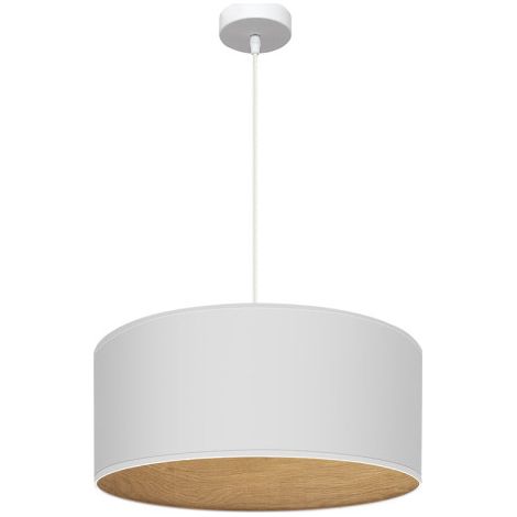 FABRILAMP Colgante Tania 1xe27 Blanco/blanco-madera Clara Regx50x50 Cm (1/2)