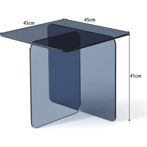 Table d'appoint verre gris trempé verre courbé transparent table d'appoint sofa (1/5)