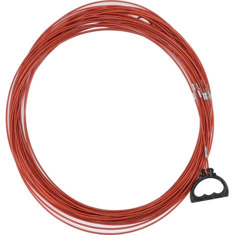 Câble de Mesure en Fil D'acier Revêtu de Plastique, Noyau Intérieur en Fil D'acier, Coque en Plastique Rouge, Anneau de Traction, Câble de Mesure en Fil D'acier pour Chantiers de(30m/98.4ft) (1/5)