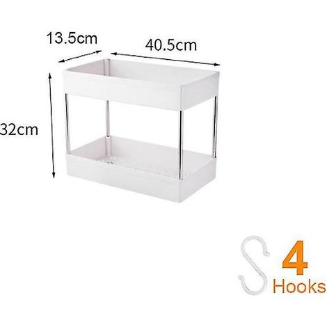 Chariot de rangement étroit et mince à 2/3/4 niveaux, étagère mobile, organiseur de tiroirs coulissants pour cuisine, salle de bain et buanderie - 2 niveaux - étroit (1/5)