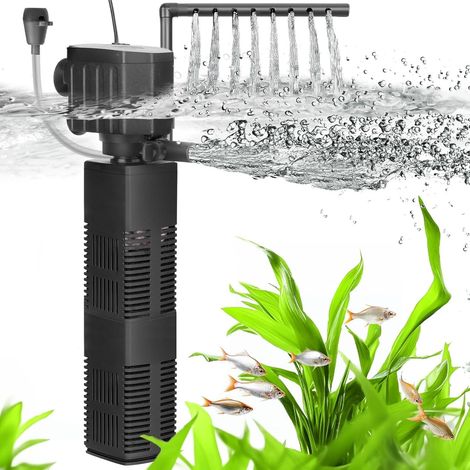 1 Filtre Aquarium 650L/H Débit Réglable Pompe Silencieuse Triple Filtration Réservoir Jusqu'à 200L