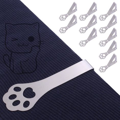 Tablecloth Holders for Thick Table Top, Cat Claws Stainless Steel Weather Resistant Tablecloth Clips for Garden Table, Restaurant, Family Table, Table of 10 (1/5)
