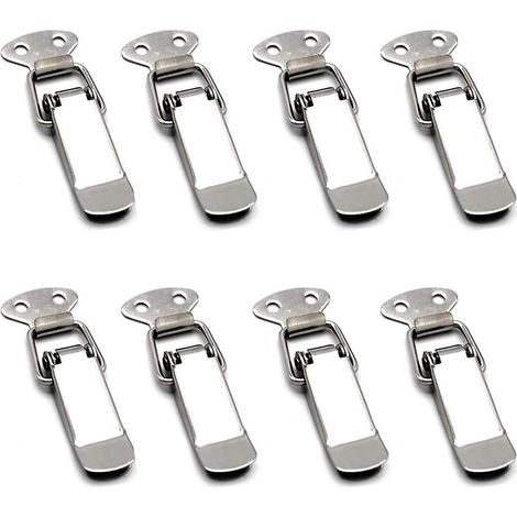 Lot de 8 loquets à levier à ressort en acier inoxydable pour boîtes à outils, tiroirs, armoires et coffrets - Argent (1/3)