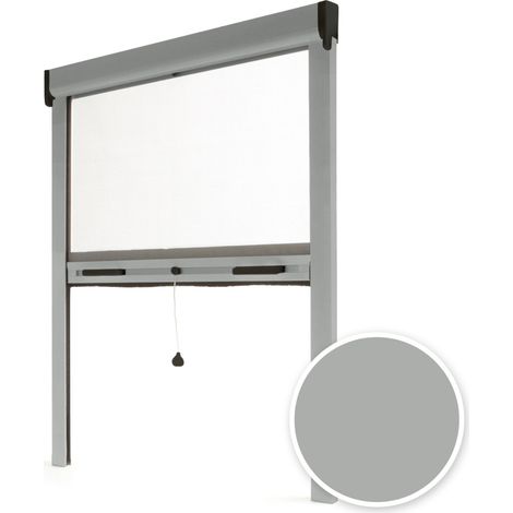 Moustiquaire Enroulable Alu Gris L80 x H100cm – Moustiquaire pour Fenêtre Recoupable