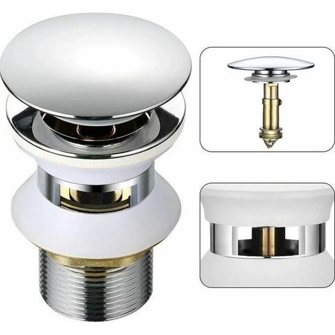 Scarico universale per lavabo con troppopieno Pop-Up automatico Push Open Click Clack per bagno 1-1/4 Ottone cromato
