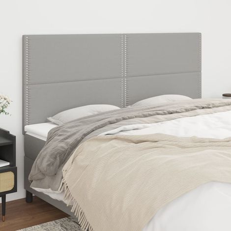 4 pcs Têtes de lit pour lit adulte, Tableau décoratif de chevet élégante Gris clair 100x5x78/88 cm Tissu CDE87438 (1/5)
