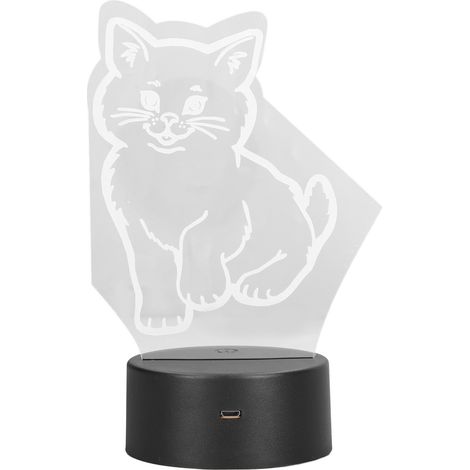 Lampe chat 3D LED, couleurs réglables, lumière douce et chaude, sûre, durable, facile à utiliser, USB ou piles. Veilleuse 3D (1/5)