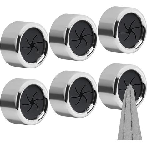 Selbstklebende Handtuchclips, Handtuchhalter, Geschirrtuchaufbewahrungsgestell, Spiralmuster (silber, 6 Stück) (1/5)