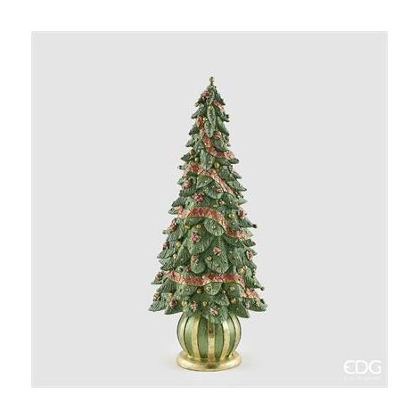 EDG Enzo De Gasperi Pino Natalizio Glitterato H43 Ø20 cm Verde Rosso – Decorazione di Natale (1/4)