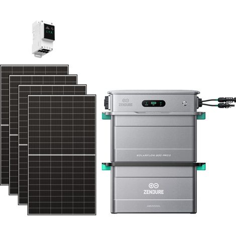 Zendure SolarFlow 800 Pro 2 - Stockage énergétique solaire domestique 800W, gestion intelligente, IP65, avec Compteur intelligent 3CT, AB2000L, avec 500Wx4 Panneau Bifacial