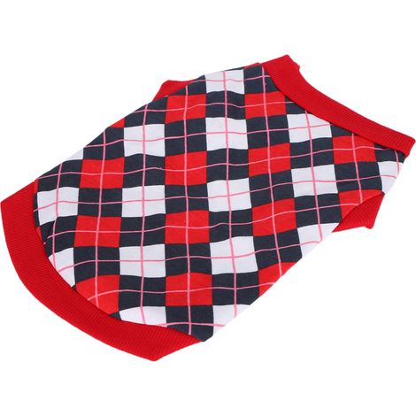 T-shirt sans manches printemps-été pour animaux de compagnie, gilet pour animaux de compagnie, sweat-shirt à motif losanges (rouge, taille S) (1/5)
