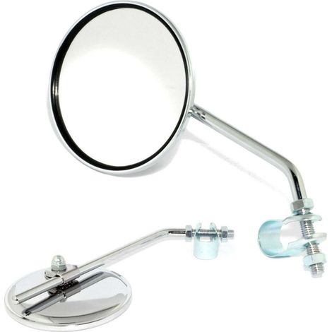 1x rétroviseur chromé Ø75mm réversible gauche droite réflecteur guidon vélo cycle trottinette
