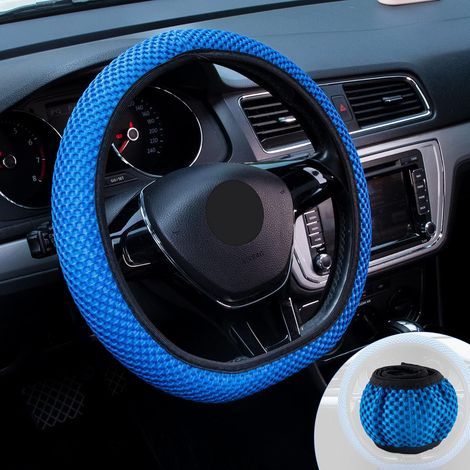 Housse de volant extensible et élastique pour voiture, housse de volant en microfibre respirante effet soie glacée, protection (1/4)