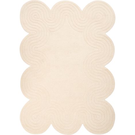Alfombra de lana hecha a mano forma irregular moderno 160 x 230 cm beige Malvan (1/5)