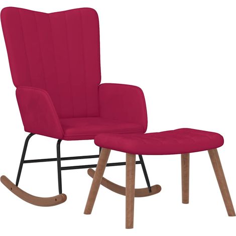 Maison Exclusive - Schaukelstuhl mit Hocker Samt Weinrot (1/5)