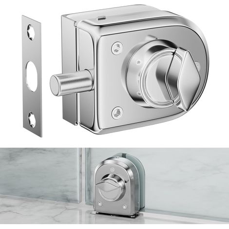 Serrure de sol pour porte en verre sans perçage, en acier inoxydable 304, finition chrome polie, bouton rotatif unilatéral sans clé, sécurité renforcée, adaptée au verre trempé 10–12 mm. (1/5)