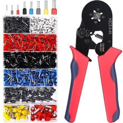 BUNTHAUS Pince à Sertir,Embout de Cablage Outil de Sertissage Cosse Electriques à Sertir 1200 pièces Cosses 0,25-10mm² pour Bornes de Outil de Sertissage de Pince Électricien,Outils,bornes Électriques (1/5)