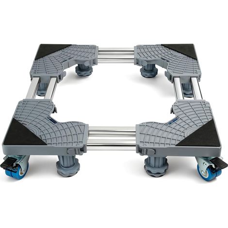 Mini-Kühlschrank-Ständer mit fahrbarem Untergestell – 4 feststellbare Rollen und 8 stabile Füße – 45–68 cm hoch – robuster Möbelwagen – Waschmaschinenständer – 45–68 cm (1/2)