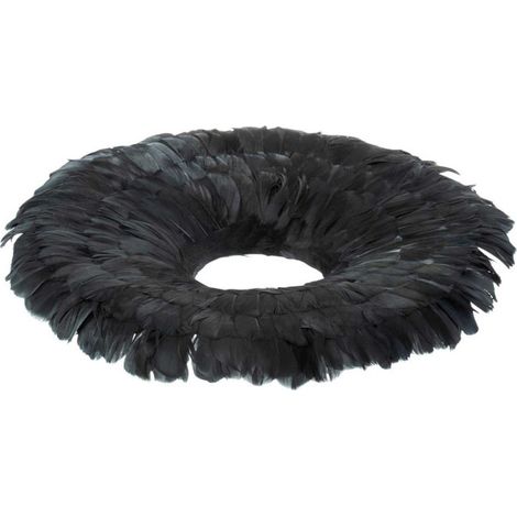 Couronne Déco "Plumes" 52cm Noir (1/2)
