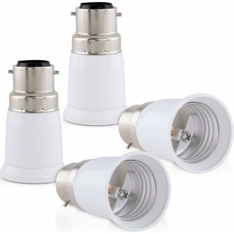 4x Fassungsadapter – B22 auf E27 Fassungskonverter – Bajonettsockel-Lampenfassungsadapter für Halogen- und LED-Lampen