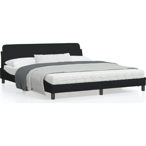 Cadre de lit avec tête de lit Noir 180x200 Tissu (1/5)