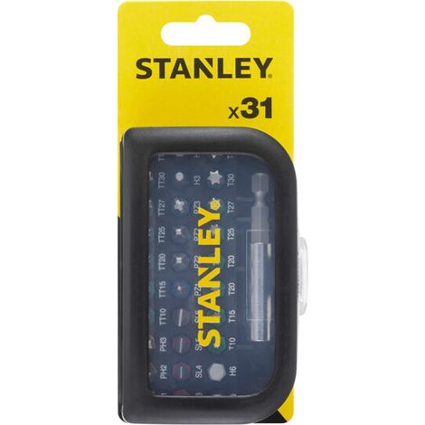 Stanley – Coffret embouts de vissage 31 pièces – Adaptateur magnétique 60 mm – Code couleur pour identification rapide – Coffret rigide compact