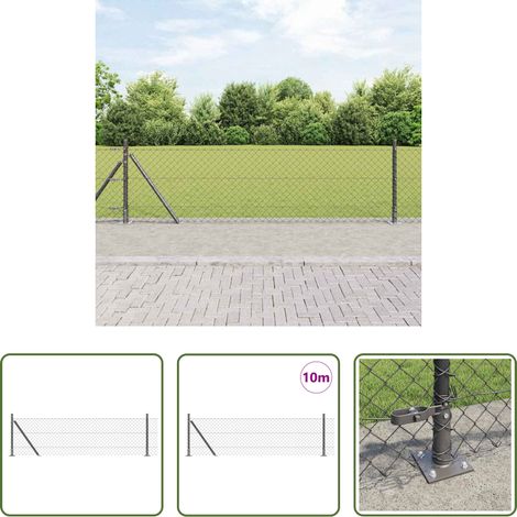 Gartenzaun - Zaunpfosten Grau 10 x 0,4 m (40 x 40 mm Maschen) Stahl und PVC (1/5)