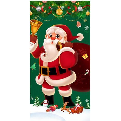 Décoration de porte Père Noël, bannière suspendue pour les fêtes de fin d'année, décoration de porte d'entrée de Noël, guirlande à suspendre pour les décorations hivernales (1/5)