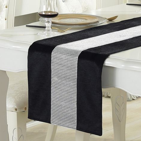 Chemin de table à paillettes, chemin de table à motifs de diamants pour la décoration de la table de cuisine, de la table basse, de la commode ou de la cave à vin (1/2)