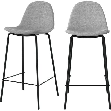Set de 2 sillas para isla central en tela gris claro 65 cm - Henrik